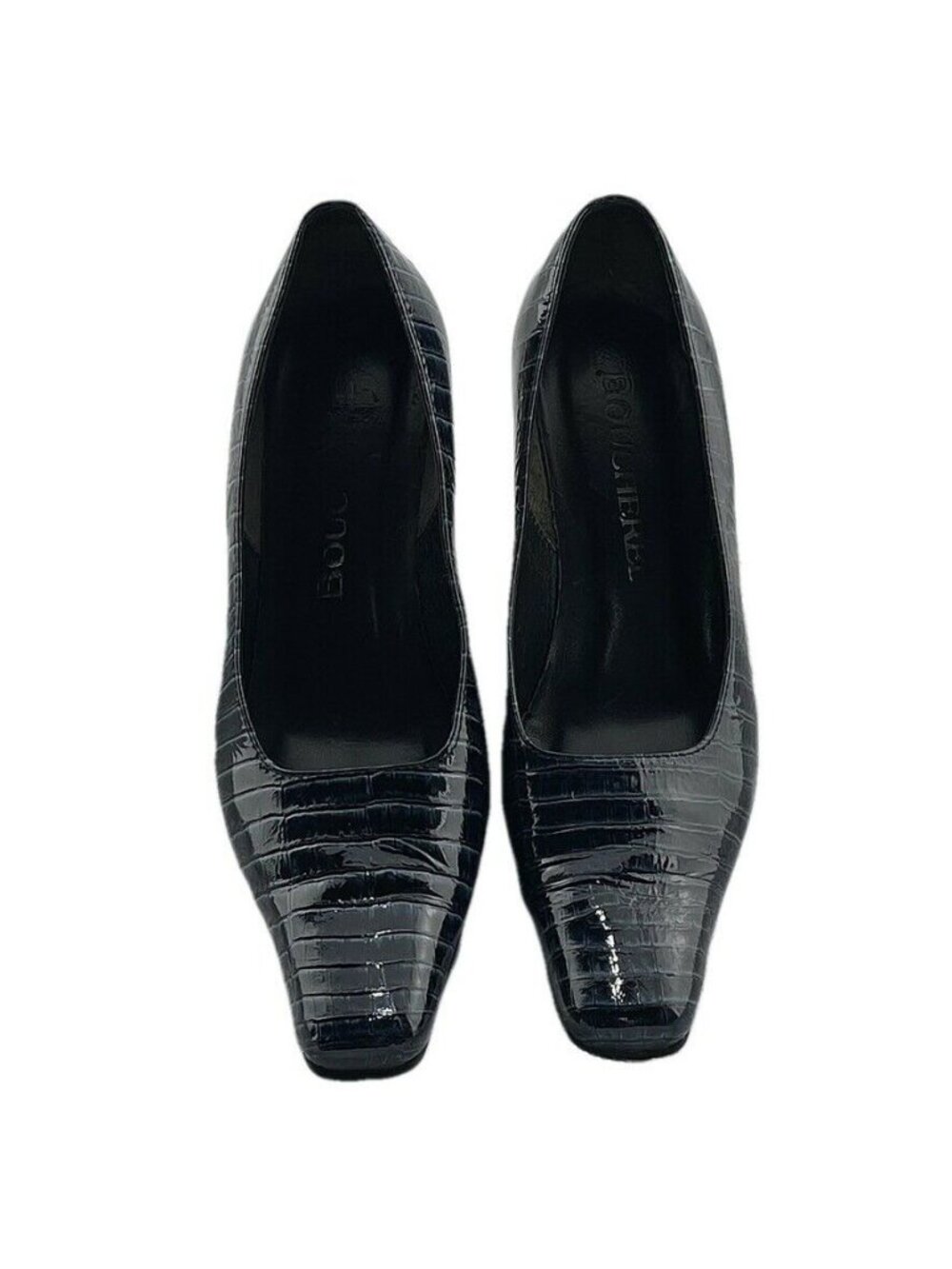 Boucherel Womens Black Croc-Embossed Leather Heels Size 38 - Picture 3 of 9